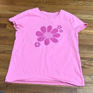 Cat & Jack girls size L (10/12) pink short sleeved tee shirt flower graphic